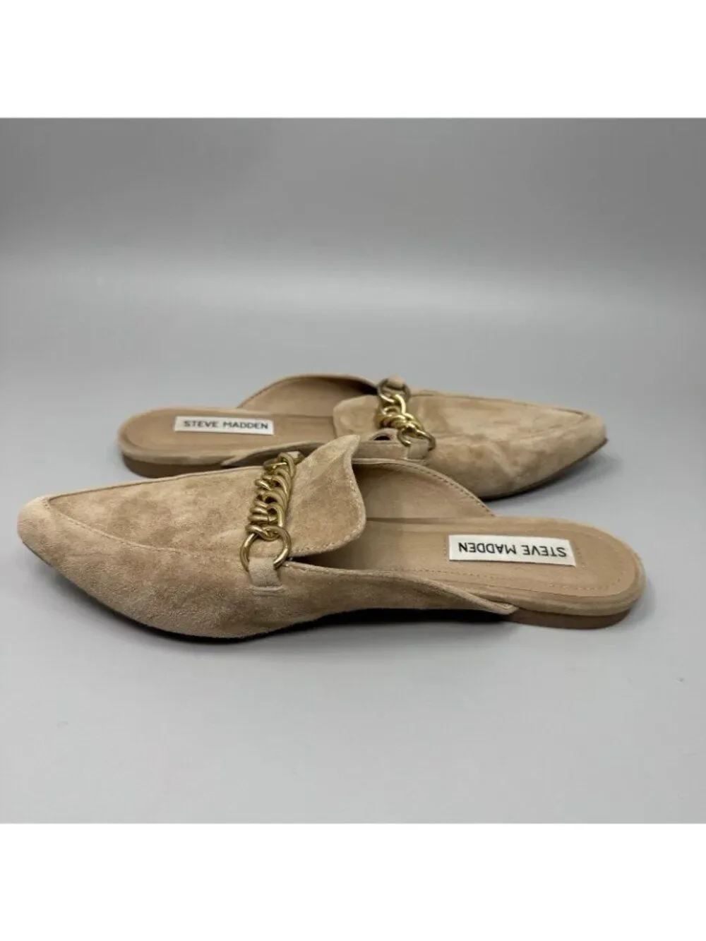 Steve Madden Forever Flats Loafers Chain Tan Beige Size 7M Womens
